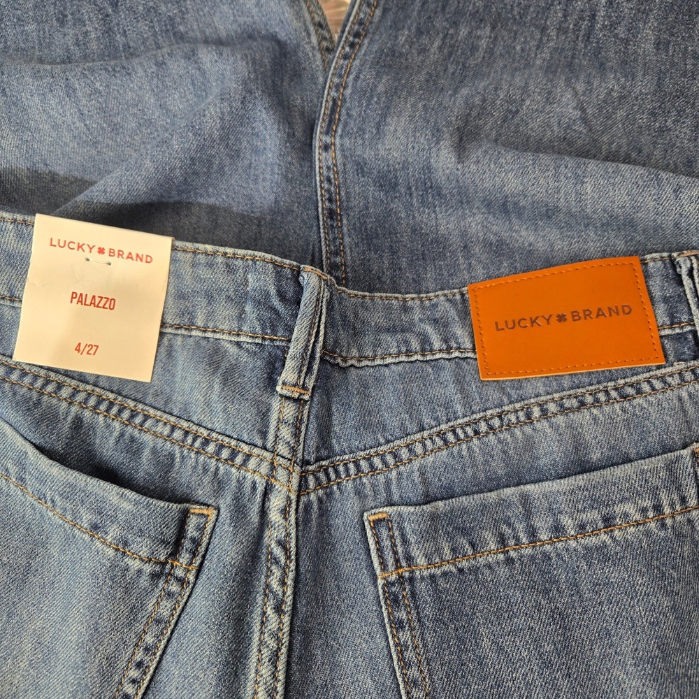 NWT Lucky Brand Size 4 27 Wide Leg Palazzo Jeans Blue High Rise Seam Front 1193 - Picture 10 of 10